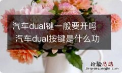 汽车dual键一般要开吗 汽车dual按键是什么功能