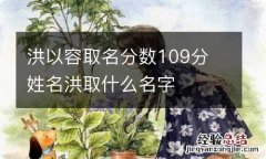 洪以容取名分数109分 姓名洪取什么名字