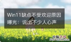 Win11缺点不受欢迎原因曝光：说出不少人心声