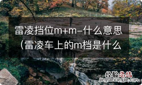 雷凌车上的m档是什么档 雷凌挡位m+m-什么意思