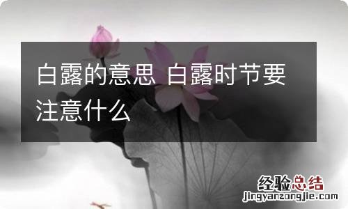 白露的意思 白露时节要注意什么