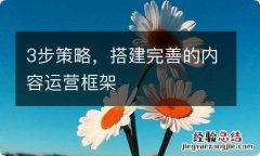 3步策略，搭建完善的内容运营框架