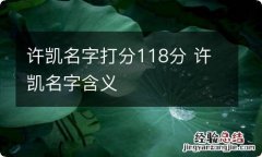 许凯名字打分118分 许凯名字含义