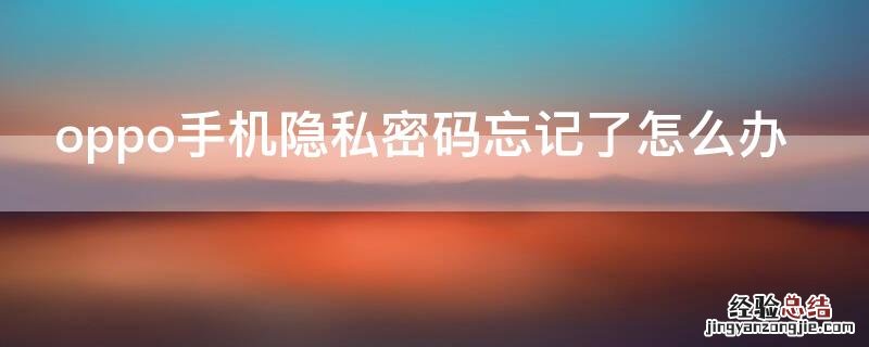 oppo手机隐私密码忘记了怎么办 oppo手机隐私密码忘了怎么办