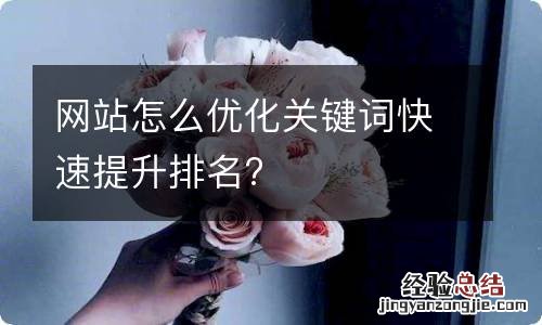 网站怎么优化关键词快速提升排名?