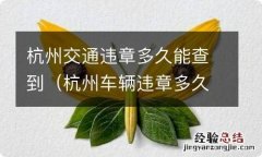 杭州车辆违章多久能查到 杭州交通违章多久能查到