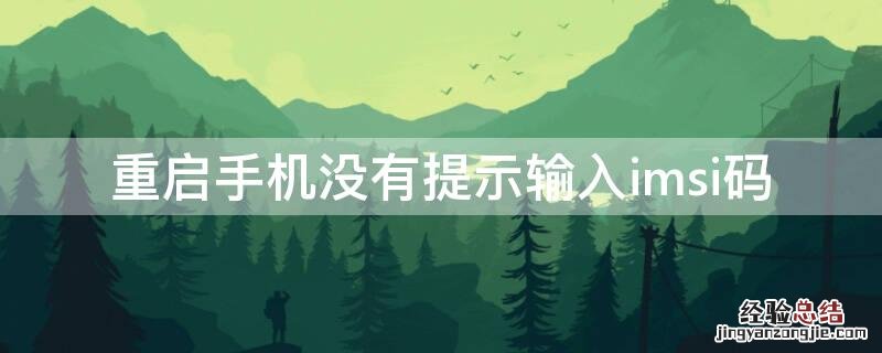 重启手机没有提示输入imsi码