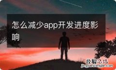 怎么减少app开发进度影响