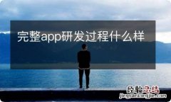 完整app研发过程什么样