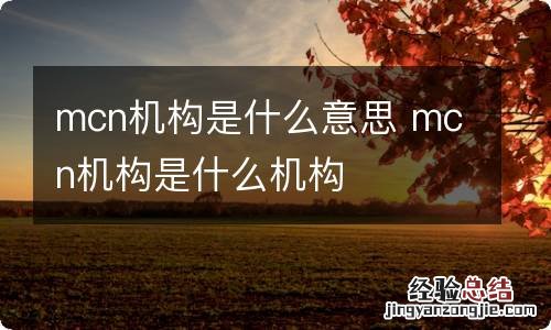 mcn机构是什么意思 mcn机构是什么机构