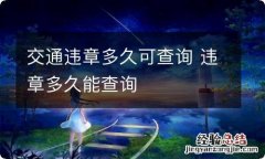 交通违章多久可查询 违章多久能查询