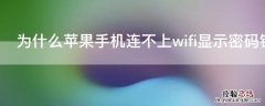 为什么iPhone手机连不上wifi显示密码错误