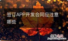 签订APP开发合同应注意哪些