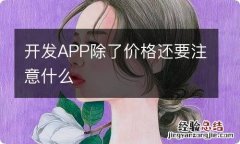 开发APP除了价格还要注意什么