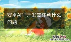 安卓APP开发需注意什么问题