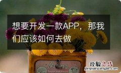 想要开发一款APP，那我们应该如何去做