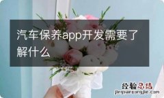 汽车保养app开发需要了解什么