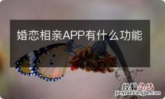 婚恋相亲APP有什么功能