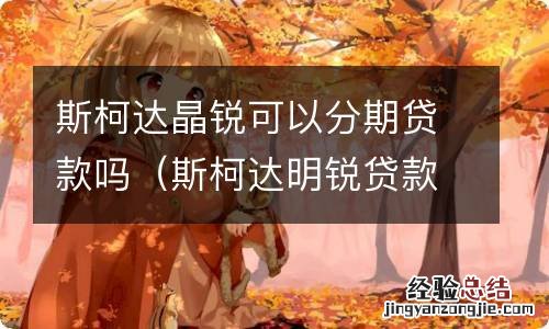 斯柯达明锐贷款分期明细 斯柯达晶锐可以分期贷款吗