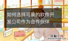 如何选择可靠的软件开发公司作为合作伙伴