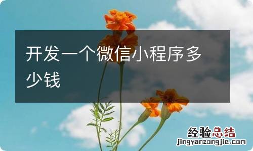 开发一个微信小程序多少钱