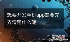 想要开发手机app需要先弄清楚什么呢