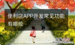 便利店APP开发常见功能有哪些