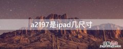 a2197是ipad哪个型号 a2197是ipad几尺寸