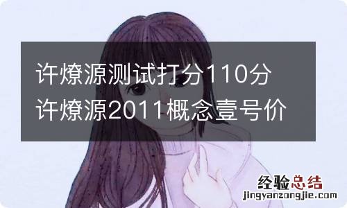 许燎源测试打分110分 许燎源2011概念壹号价格