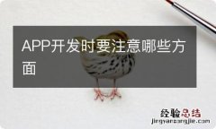 APP开发时要注意哪些方面