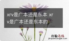 xrv是广本还是东本 xrv是广本还是东本的