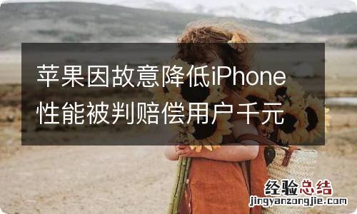 苹果因故意降低iPhone性能被判赔偿用户千元