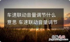 车速联动音量调节什么意思 车速联动音量调节是什么