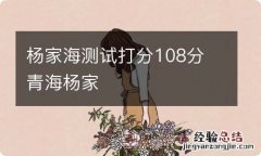 杨家海测试打分108分 青海杨家