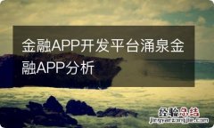 金融APP开发平台涌泉金融APP分析