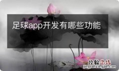 足球app开发有哪些功能