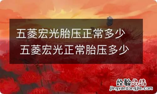 五菱宏光胎压正常多少 五菱宏光正常胎压多少合适
