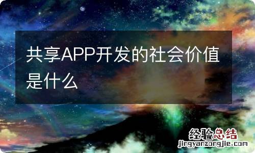 共享APP开发的社会价值是什么