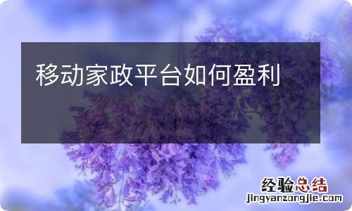 移动家政平台如何盈利
