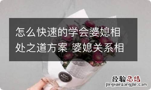 怎么快速的学会婆媳相处之道方案 婆媳关系相处技巧