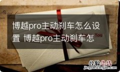 博越pro主动刹车怎么设置 博越pro主动刹车怎么设置