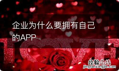 企业为什么要拥有自己的APP