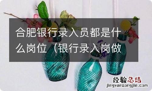 银行录入岗做什么的 合肥银行录入员都是什么岗位