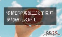 浅析ERP系统二次工具开发的研究及应用