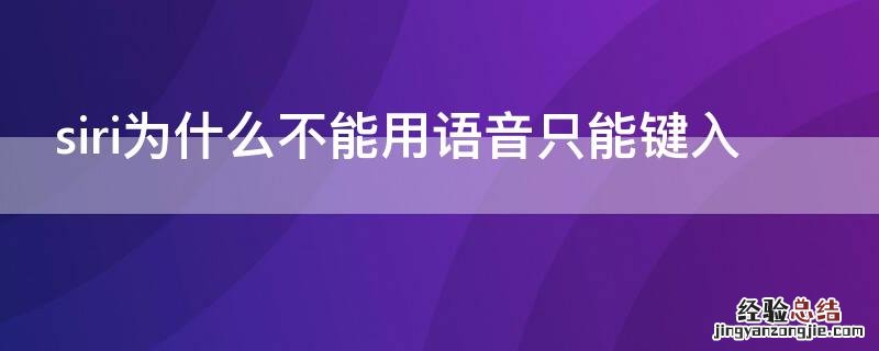 siri为什么不能用语音只能键入