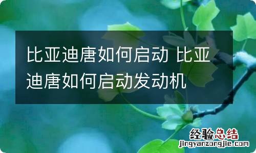 比亚迪唐如何启动 比亚迪唐如何启动发动机