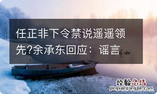 任正非下令禁说遥遥领先?余承东回应：谣言