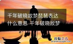 千年破晓故梦琵琶表达什么意思 千年破晓故梦琵琶谱