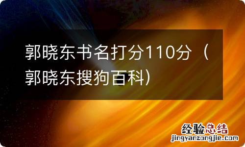 郭晓东搜狗百科 郭晓东书名打分110分