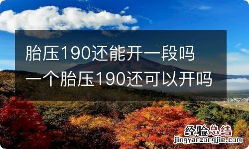 胎压190还能开一段吗 一个胎压190还可以开吗